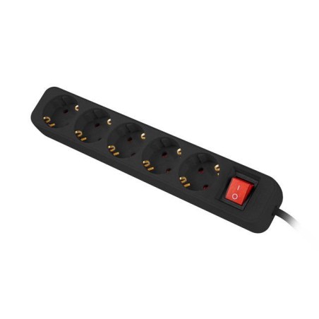 Listwa przedłużacz Lanberg 3m czarna 5x 230V Schuko z wyłącznikiem, kabel wykonany z pełnej miedzi