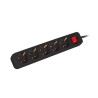 Listwa przedłużacz Lanberg 3m czarna 5x 230V Schuko z wyłącznikiem, kabel wykonany z pełnej miedzi