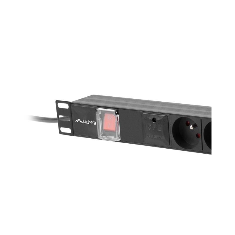 Listwa zasilająca Lanberg do RACK 1U 16A PDU 6x PL 2m czarna