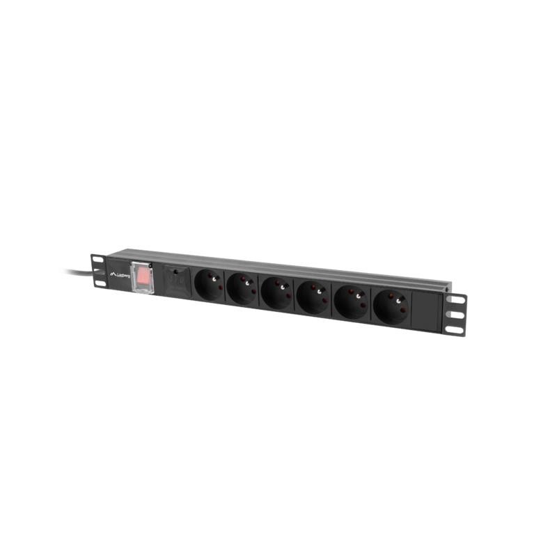 Listwa zasilająca Lanberg RACK PDU 19" 1U 10A 6x PL 2m czarna