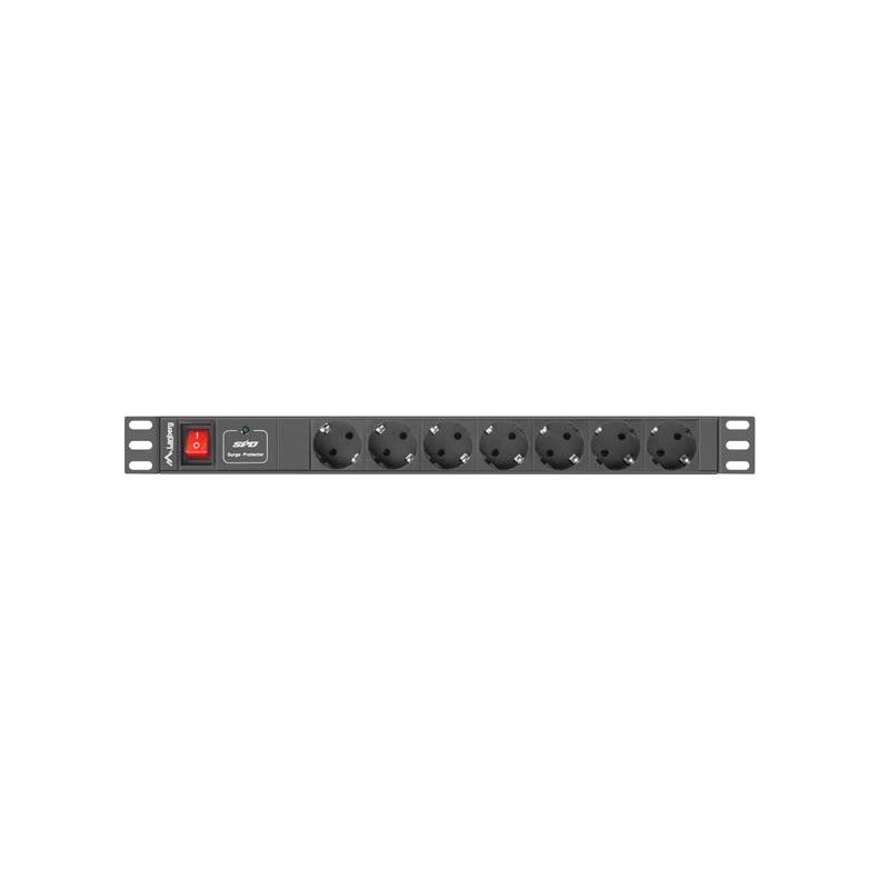 Listwa zasilająca Lanberg do RACK 1U 16A PDU 7x Schuko 2m czarna