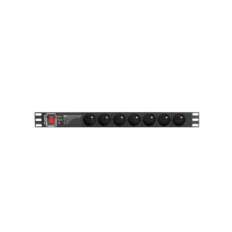 Listwa zasilająca Lanberg do RACK 19" 1U 16A PDU PRO 7x PL SPD-3MP 2m czarna