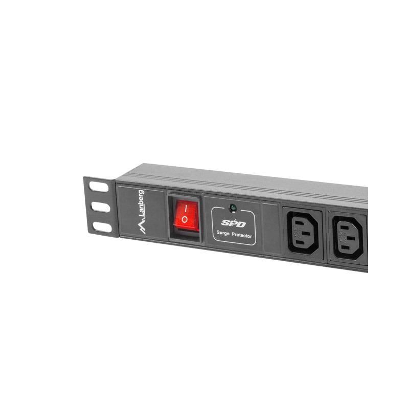 Listwa zasilająca Lanberg do RACK 1U 16A PDU 19" 8x IEC C13 2m czarna C20