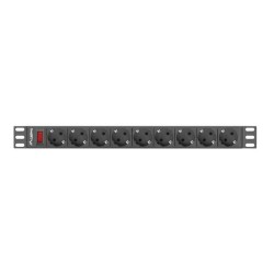 Listwa zasilająca Lanberg do RACK 1U 16A PDU 9x Schuko 3m czarna