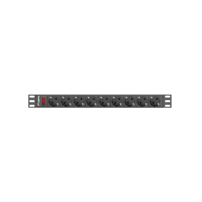Listwa zasilająca Lanberg do RACK 1U 16A PDU 9x Schuko 3m czarna