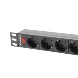 Listwa zasilająca Lanberg do RACK 1U 16A PDU 9x Schuko 3m czarna