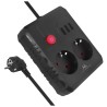Listwa zasilająca Maclean MCE388 B, przedłużacz 2 gniazda + 3xUSB, 110-240V AC 50/60Hz, 2.1A max 2500W, 3 m, czarna