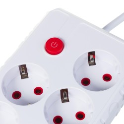 Listwa zasilająca Maclean MCE393 W, przedłużacz 4 gniazda + 3xUSB, 110-240V AC 50/60Hz, 2.1A max 2500W, 3m, biała