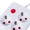 Listwa zasilająca Maclean MCE393 W, przedłużacz 4 gniazda + 3xUSB, 110-240V AC 50/60Hz, 2.1A max 2500W, 3m, biała
