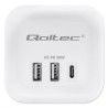 Kostka zasilająca Qoltec przedłużacz 6w1 z podświetlanym włącznikiem | 3x AC | 2x USB | 1x USB-C PD 20W | Biała | Kabel 2m