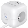 Kostka zasilająca Qoltec przedłużacz 6w1 z podświetlanym włącznikiem | 3x AC | 2x USB | 1x USB-C PD 20W | Biała | Kabel 2m