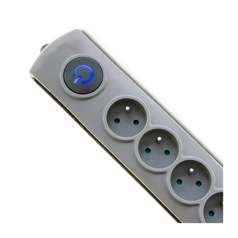 Listwa zasilająca antyprzepięciowa Qoltec Quick Switch | 6 gniazd | 3m | szara
