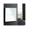 Włącznik dotykowy światła Maclean MCE702W pojedyńczy, szklany, biały z okrągłym przyciskiem, wymiary 86x86mm, z podświetleniem p