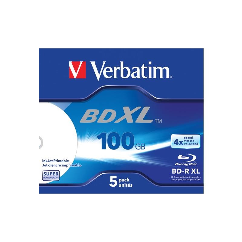 Płyty BD-R Verbatim XL 100GB X4 Wide inkjet printable (5 Jewel Case)
