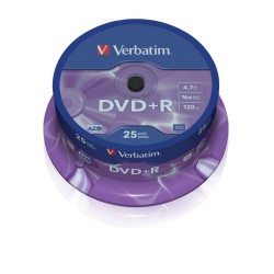 Płyty DVD+R Verbatim 16x 4.7GB Matt Silver (cake 25)