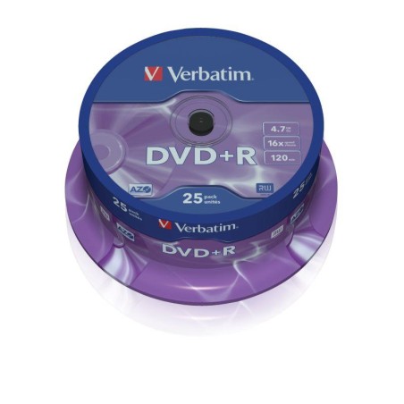 Płyty DVD+R Verbatim 16x 4.7GB Matt Silver (cake 25)