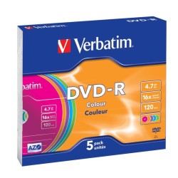 Płyty DVD-R Verbatim 16x 4.7GB (Slim 5) COLOUR