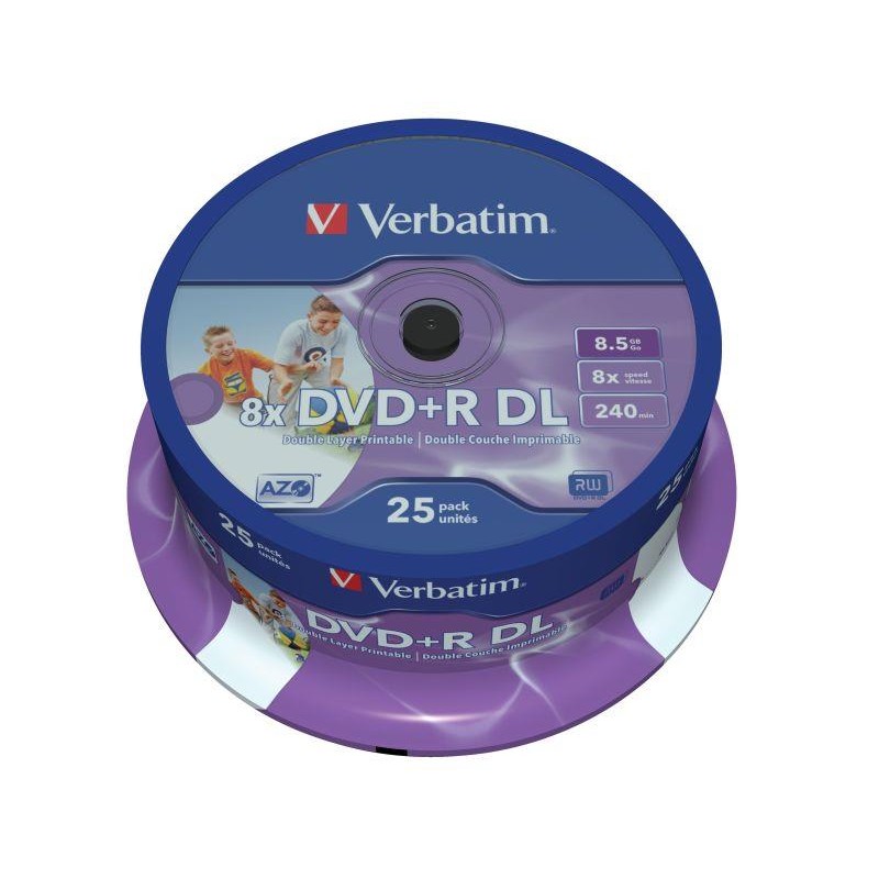 Płyty DVD+R DL Verbatim 8x 8.5GB (Cake 25) PRINTABLE