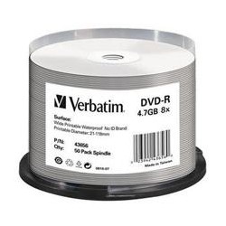 Płyty DVD-R Verbatim 4,7GB 16x Cake 50 szt Nadruk Waterproof