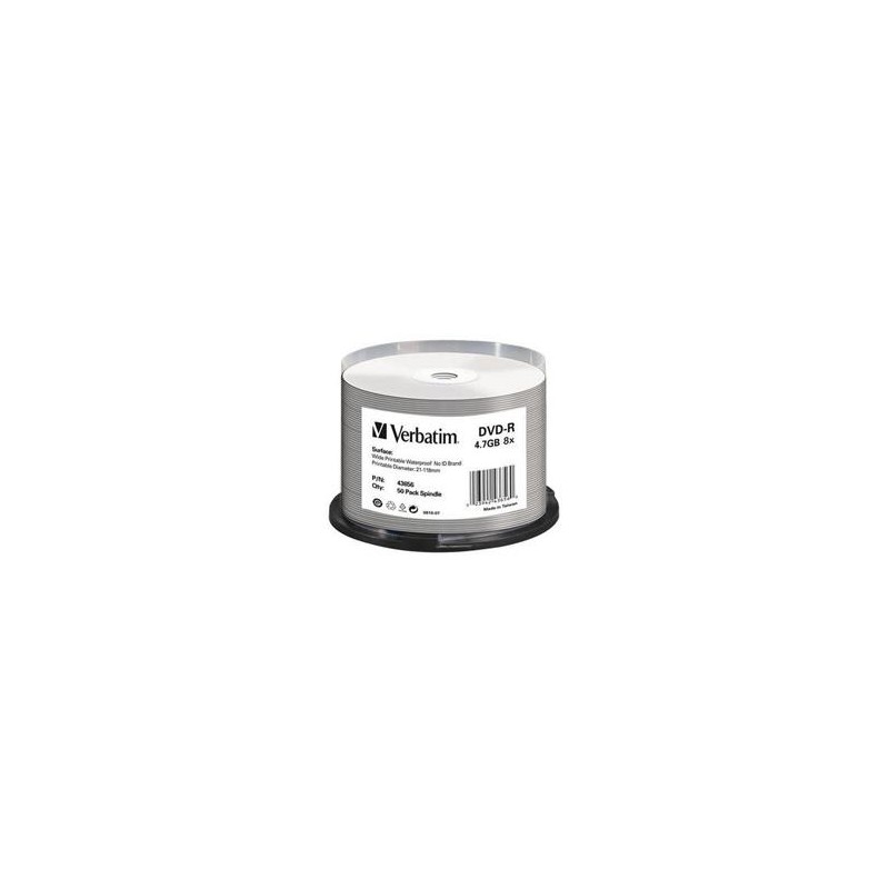 Płyty DVD-R Verbatim 4,7GB 16x Cake 50 szt Nadruk Waterproof