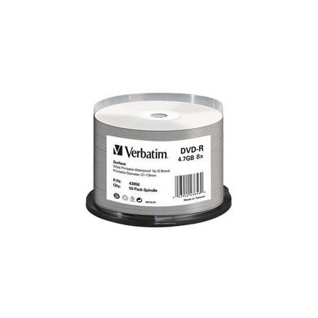 Płyty DVD-R Verbatim 4,7GB 16x Cake 50 szt Nadruk Waterproof