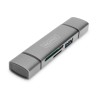 Czytnik kart DIGITUS 3-portowy USB Typ C/ USB 3.0 SuperSpeed SD Micro SD HQ aluminium szary