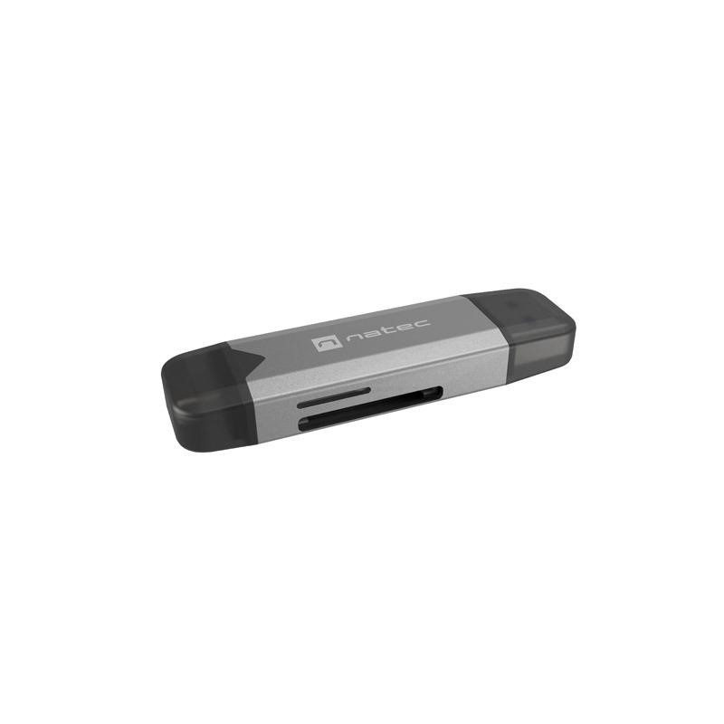 Czytnik kart Natec Scarab 3 USB-A + USB-C SD/MICRO SD USB 3.1 Gen 1 Szary