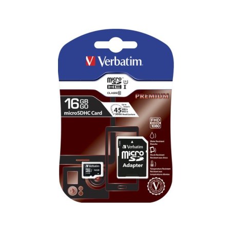 Karta pamięci MicroSDHC Verbatim 16GB Class 10 + adapter