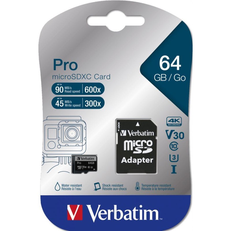 Karta pamięci Micro SDXC Verbatim 64GB Class 10 UHS-1 + adapter SD