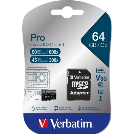 Karta pamięci Micro SDXC Verbatim 64GB Class 10 UHS-1 + adapter SD