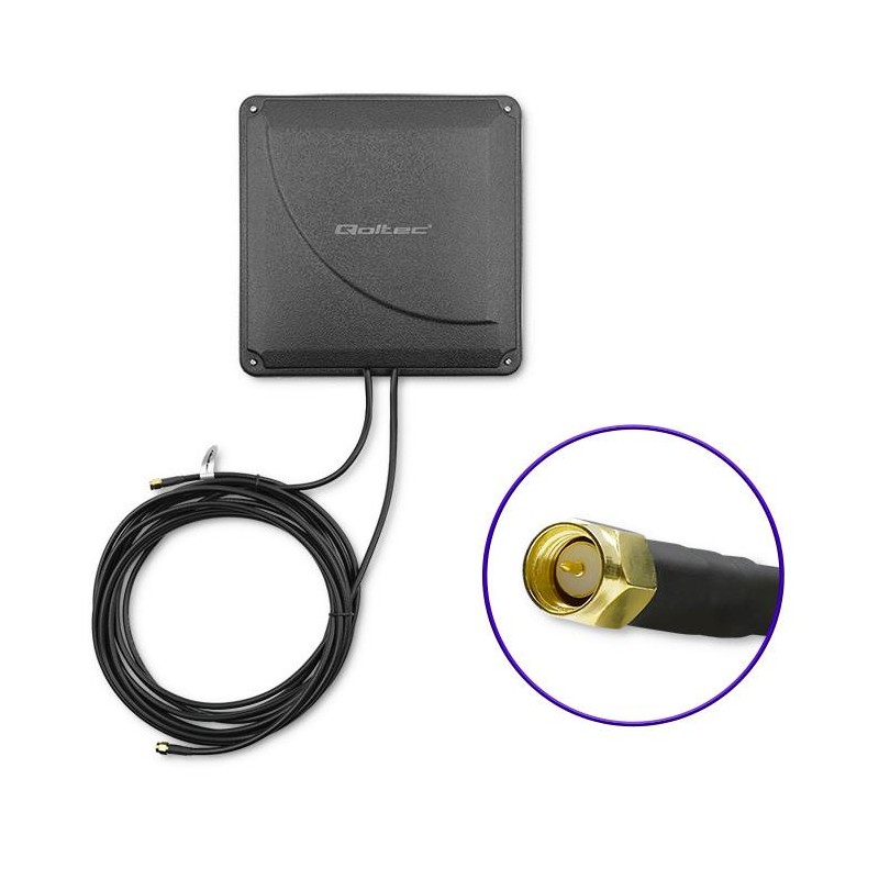Antena 4G LTE DUAL Qoltec MIMO booster | 35dBi | 50W | 2xSMA męski