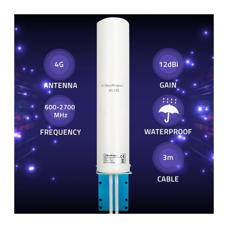 Antena 4G LTE Qoltec DUAL | 12dBi | dookólna | zewnętrzna