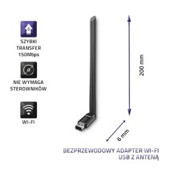 Adapter Qoltec Wi-Fi USB z anteną 6dBi | 150Mb/s