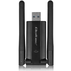 Karta sieciowa Qoltec Bezprzewodowy Adapter USB DUAL WiFi 2 x 2dBi | Standard AC | USB 3.0 | 1200Mbps