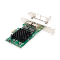 Karta sieciowa DIGITUS przewodowa PCI Express 2x RJ45 Gigabit 10/100/1000Mbps Low Profile