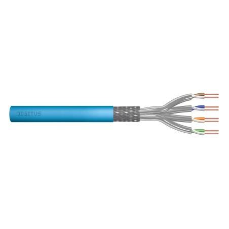 Kabel teleinformatyczny instalacyjny DIGITUS kat.6A, S/FTP, Eca, drut, AWG 23/1, LSOH, 50m, niebieski, ofoliowany