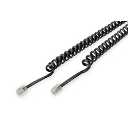 Kabel połączeniowy DIGITUS spiralny do słuchawek telefonicznych RJ10/RJ10 M/M czarny 2m