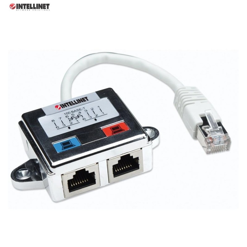 Rozdzielacz Intellinet RJ45x2 ekaranowany