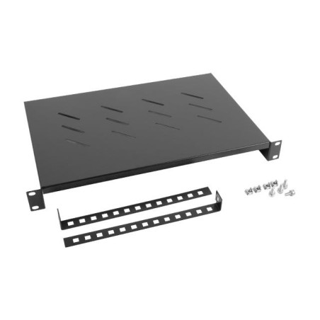 Półka do szaf 19" 600mm czarna Lanberg (1U/483x300mm udźwig do 25kg, montaż 4-punktowy)