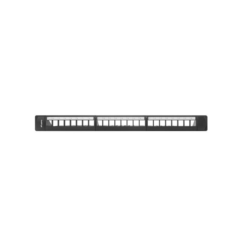 Patch panel pusty Lanberg PPKS-1124-B 24 port 1U 19" z organizerem do modułów keystone czarny