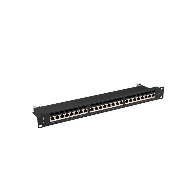Patch panel Lanberg 24 port 1U kat.7 ekranowany czarny