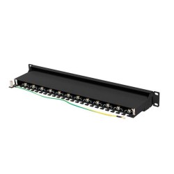 Patch panel Lanberg 24 port 1U kat.7 ekranowany czarny