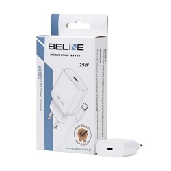 Ładowarka sieciowa Beline 25W 1xUSB-C GaN PD 3.0+kabel USB-C - biała