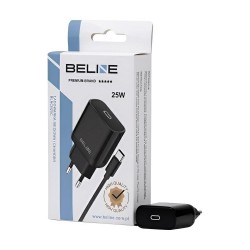 Ładowarka sieciowa Beline 25W 1xUSB-C GaN PD 3.0+kabel USB-C - czarna