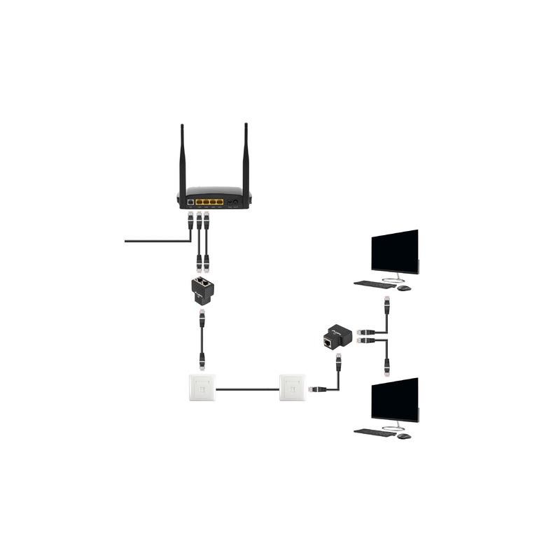 Adapter Lanberg złączka sieciowa spliter RJ-45 - RJ-45 X2 ekranowany
