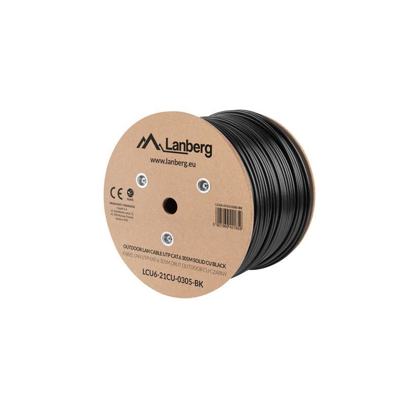 Kabel UTP Lanberg kat. 6 305m drut Outdoor CU czarny