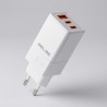 Ładowarka sieciowa Beline 65W GaN 2xUSB-C PD 3.0 + 1xUSB-A QC 3.0 bez kabla - biała
