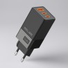 Ładowarka sieciowa Beline 65W GaN 2xUSB-C PD 3.0 + 1xUSB-A QC 3.0 bez kabla - czarna