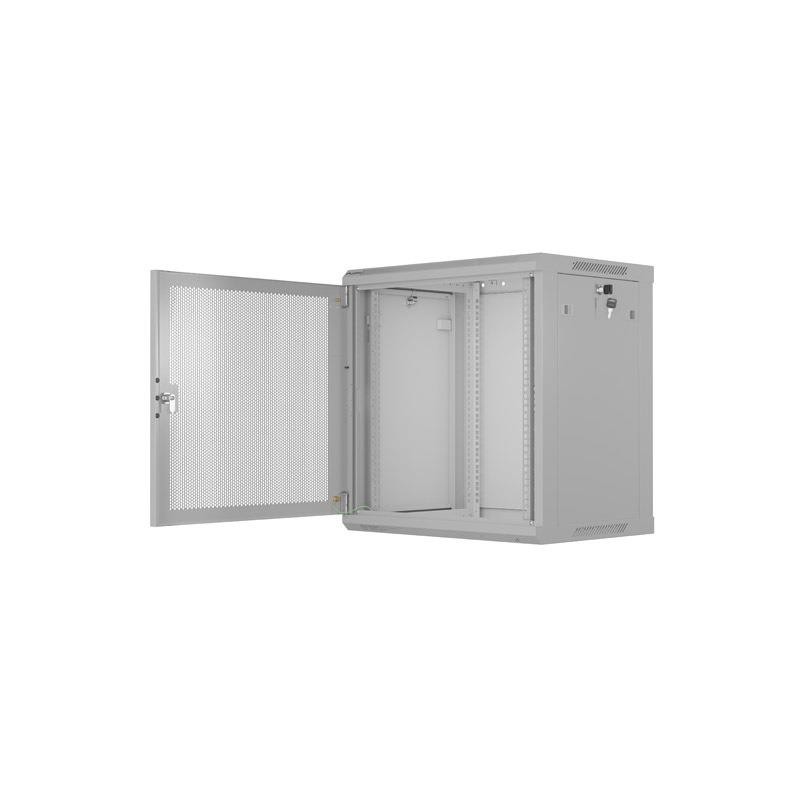 Szafa instalacyjna Rack wisząca 19" 12U 600x450 szara drzwi perforowane Lanberg (flat pack)