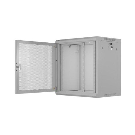 Szafa instalacyjna Rack wisząca 19" 12U 600x450 szara drzwi perforowane Lanberg (flat pack)
